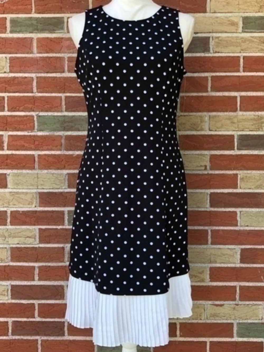 Nanette Lepore Pleated Flounce NWT Polka Dot Black White Sleeveless Dress 👗